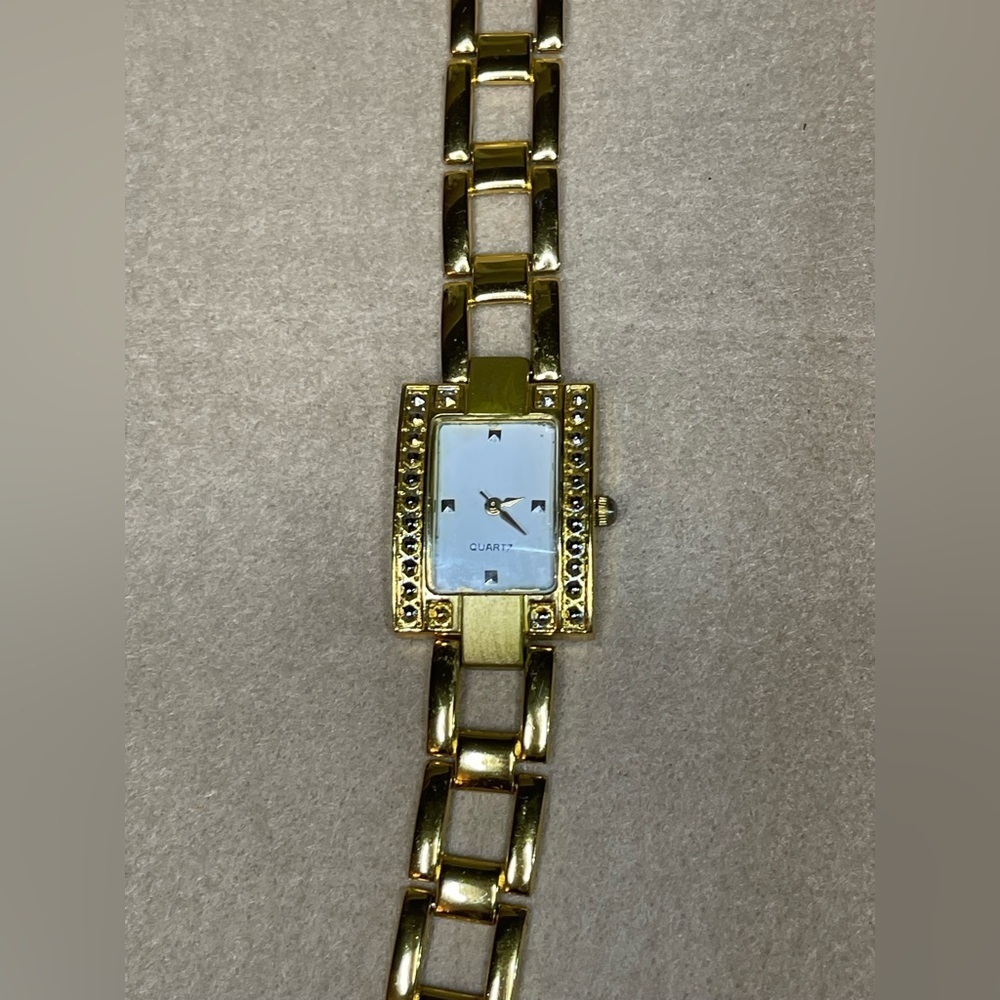 Gold Watch with Crystal Accents